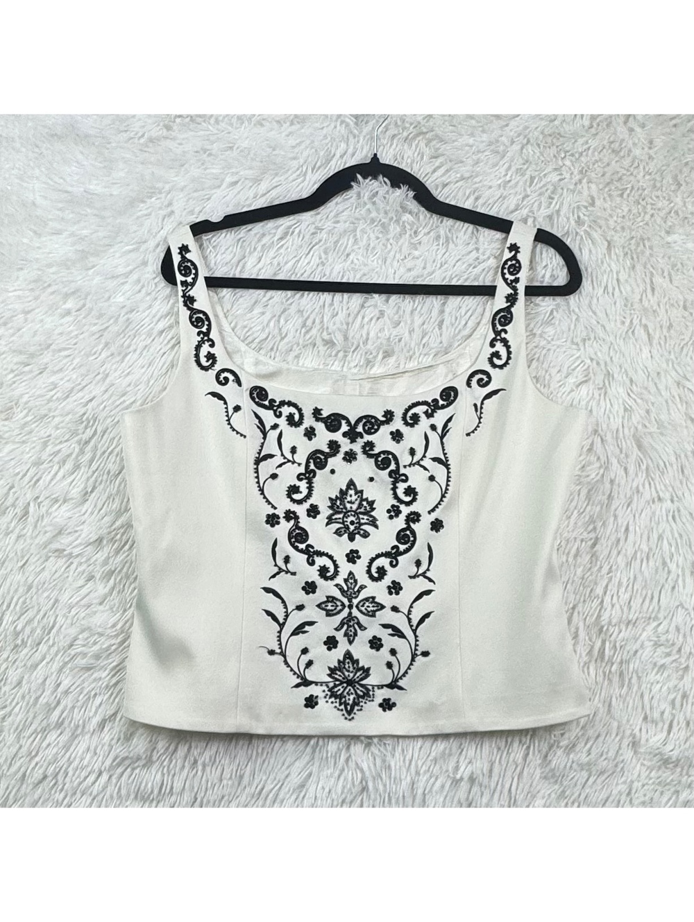 Sandra Darren Beaded Embroidered Crop Top Size 12